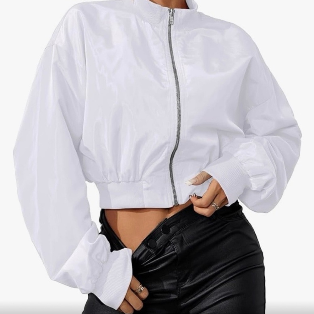 NWOT Women's White Bomber Jacket